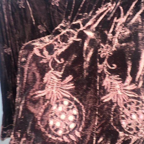ECI Rich Brown Velvet Shirt with Floral Embroidery - Picture 9 of 10